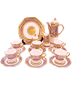 ชุดกาแฟเหลี่ยม ลายบัวสวรรค์ เคลือบมัน (ครึ่งลาย) ชุดกาแฟเหลี่ยม ลายบัวสวรรค์ เคลือบมัน (ครึ่งลาย)