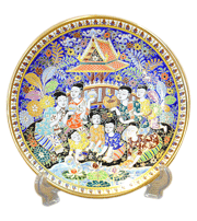 จานโชว์ เบญจรงค์ 8 นิ้ว ลายประเพณี จานโชว์ เบญจรงค์ 8 นิ้ว ลายประเพณี