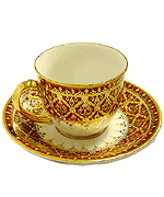 แก้วกาแฟหูหวาย ชุดเล็ก ลายพุ่มขด แก้วกาแฟหูหวาย ชุดเล็ก ลายพุ่มขด