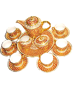 ชุดกาแฟกลมเบญจรงค์ ชุดใหญ่ ลายพุ่มขด ชุดกาแฟกลมเบญจรงค์ ชุดใหญ่ ลายพุ่มขด