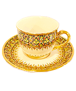 แก้วกาแฟทรงหูหวาย ลายพุ่มตา ครึ่งลาย แก้วกาแฟทรงหูหวาย ลายพุ่มตา ครึ่งลาย