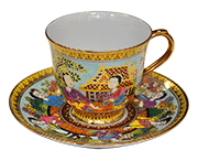 แก้วกาแฟเบญจรงค์ ทรงสูง ลายประเพณีลอยกระทง แก้วกาแฟเบญจรงค์ ทรงสูง ลายประเพณีลอยกระทง