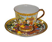 แก้วกาแฟเบญจรงค์ ทรงสูง ลายประเพณีสงกรานต์ แก้วกาแฟเบญจรงค์ ทรงสูง ลายประเพณีสงกรานต์
